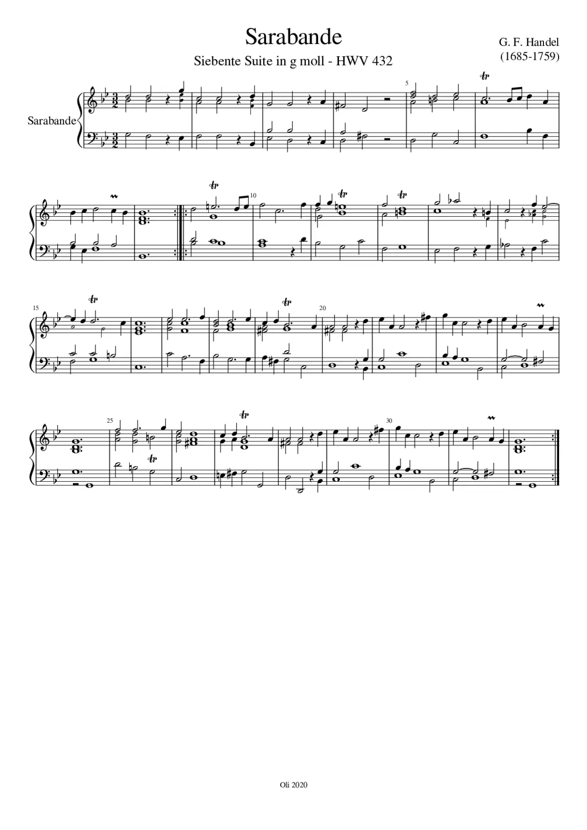 Suite in G minor HWV 432 - Page 1