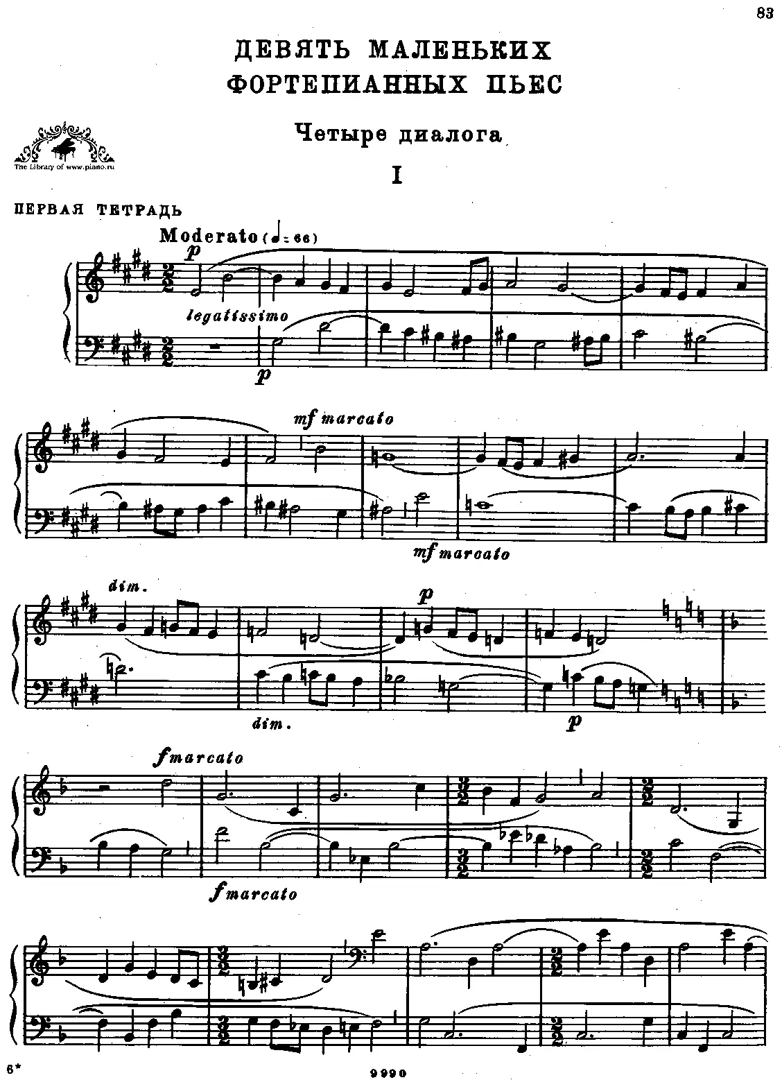 9 Little Pieces for Piano - Page 1