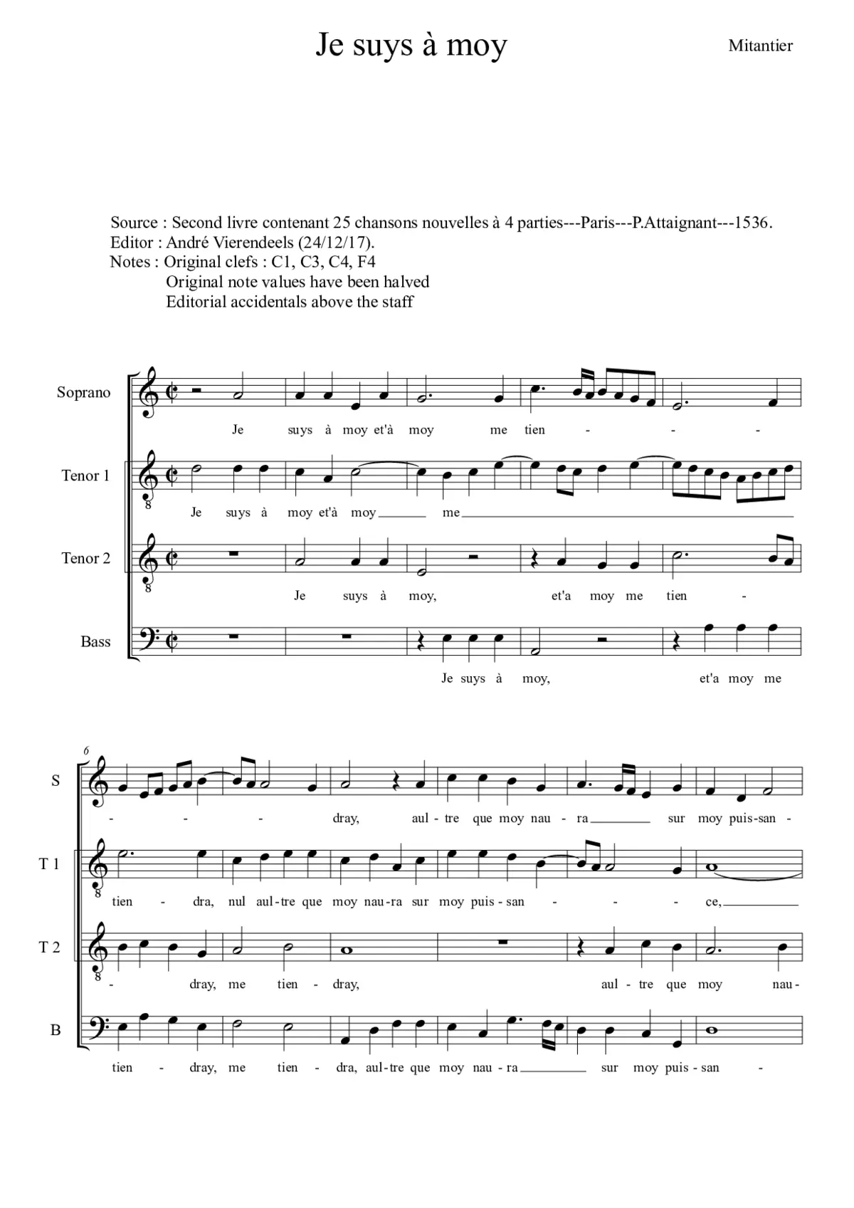 Je suys à moy - Page 1