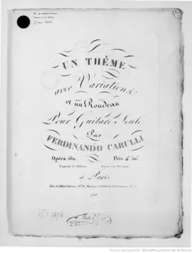 Thème avec Variations et Rondeau pour Guitare seule
