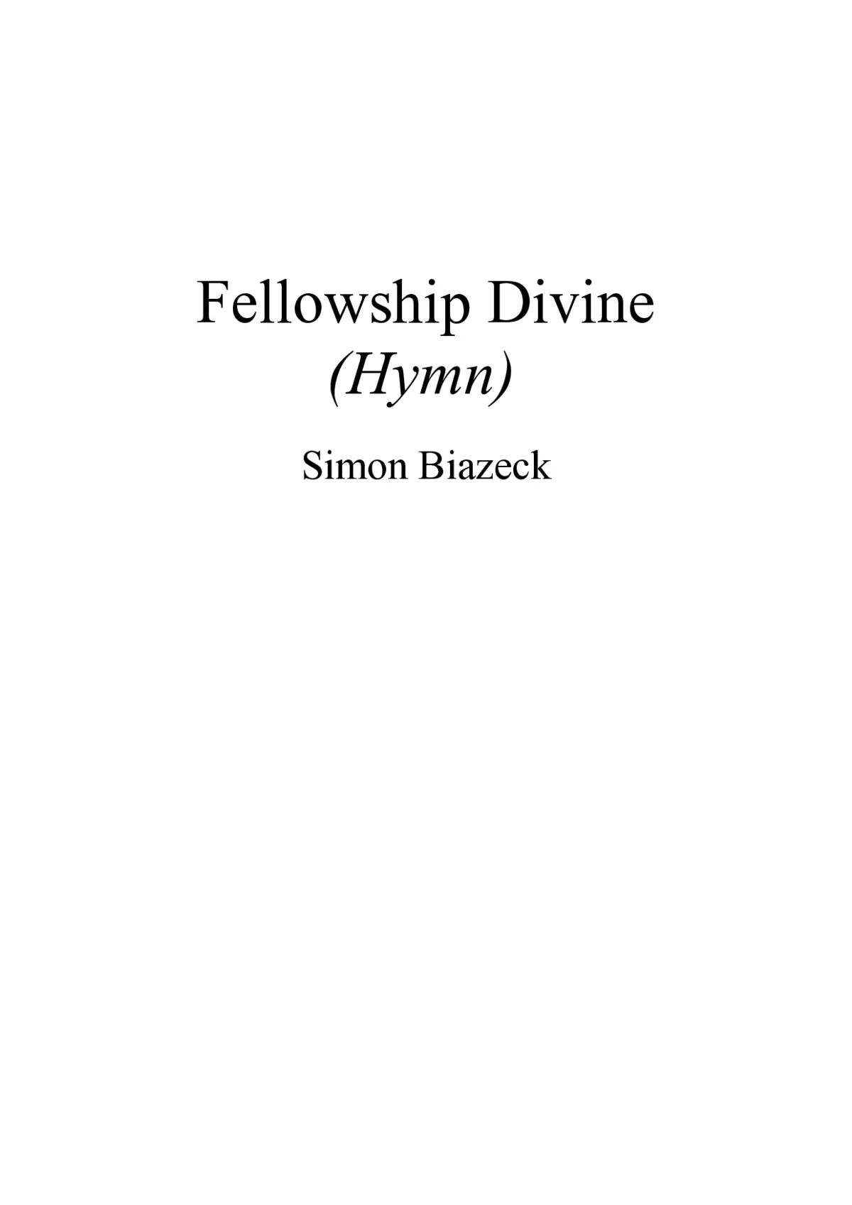 Fellowship Divine (Hymn) - Page 1