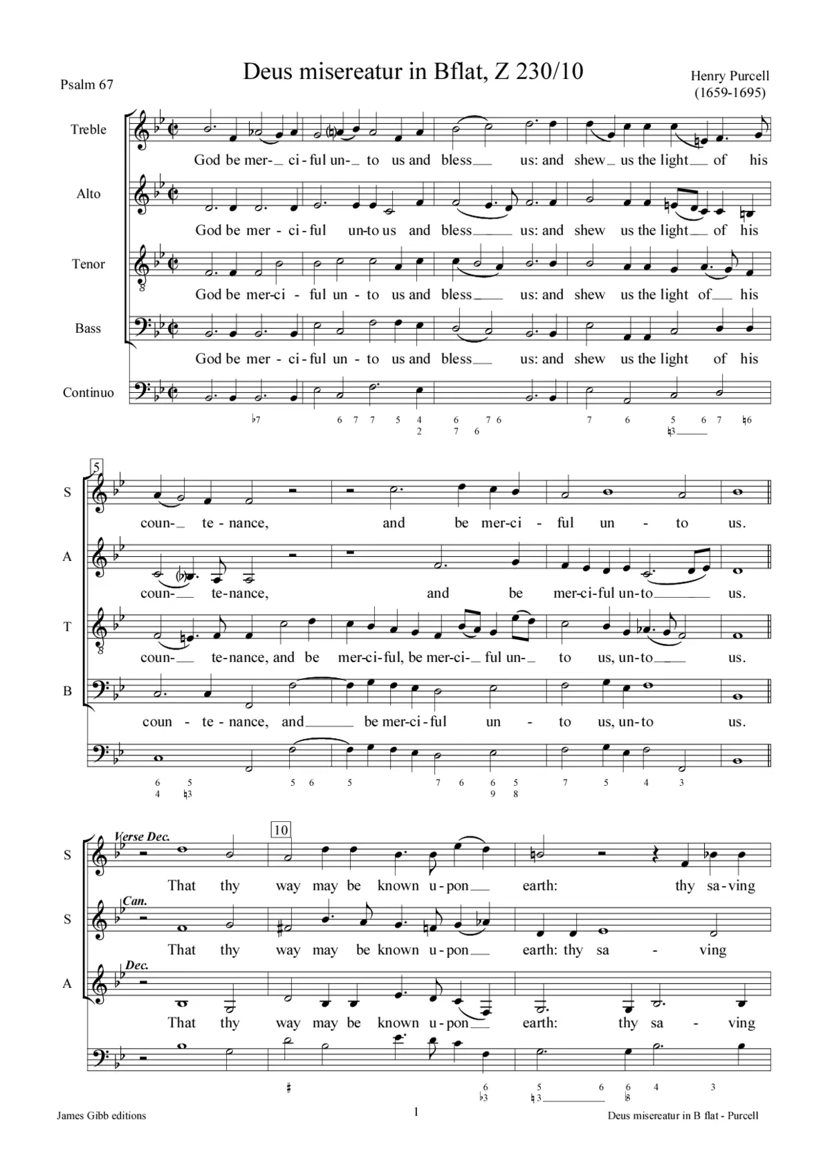 Deus misereatur in B flat, Z 230/10 - Page 1