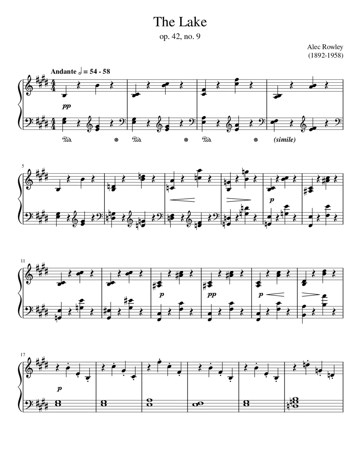 The Lake op. 42 no. 9 - Page 1