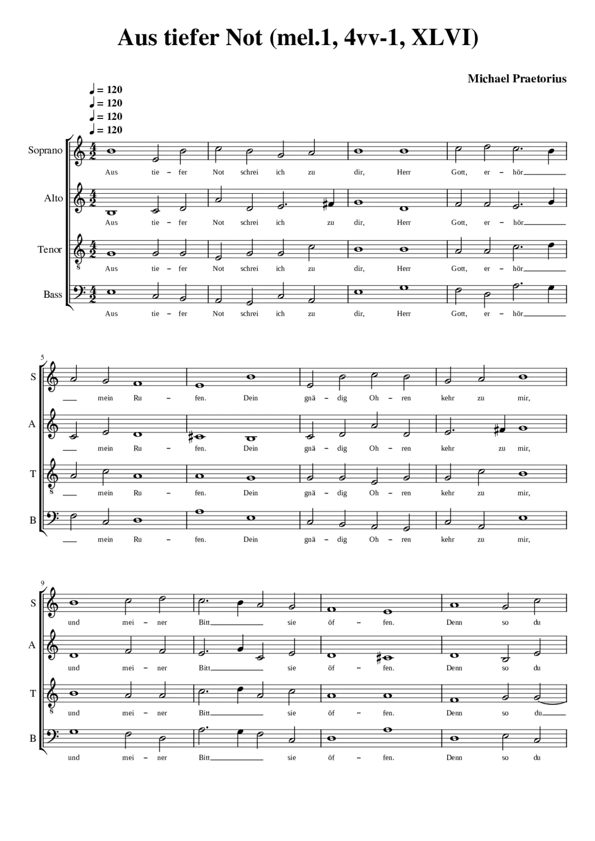 Aus tiefer Not schrei ich zu dir(1) 4vv-1 - Page 1