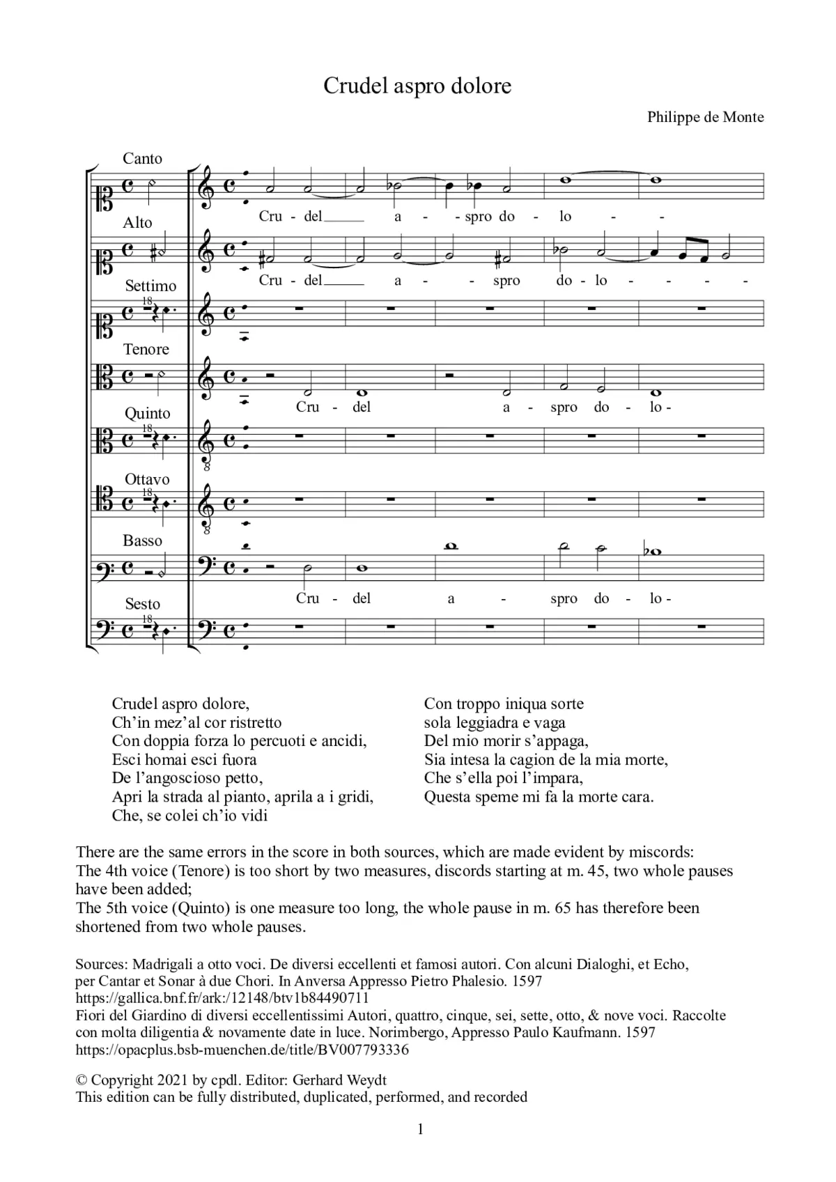 Crudel aspro dolore - Page 1