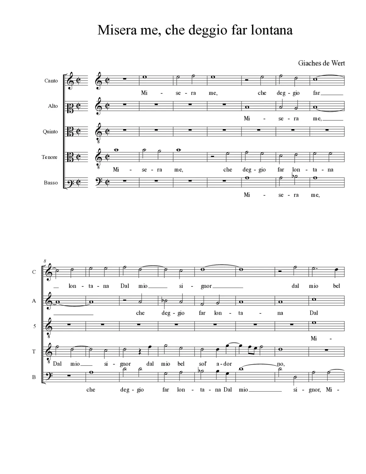 Misera me, che deggio far lontana - Page 1
