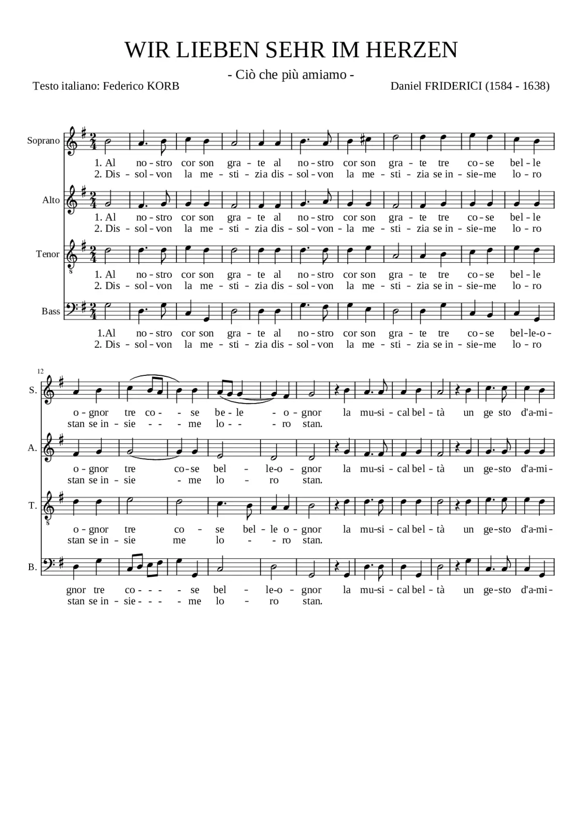 Wir lieben sehr im herzen (Al nostro cor son grate) - Page 1