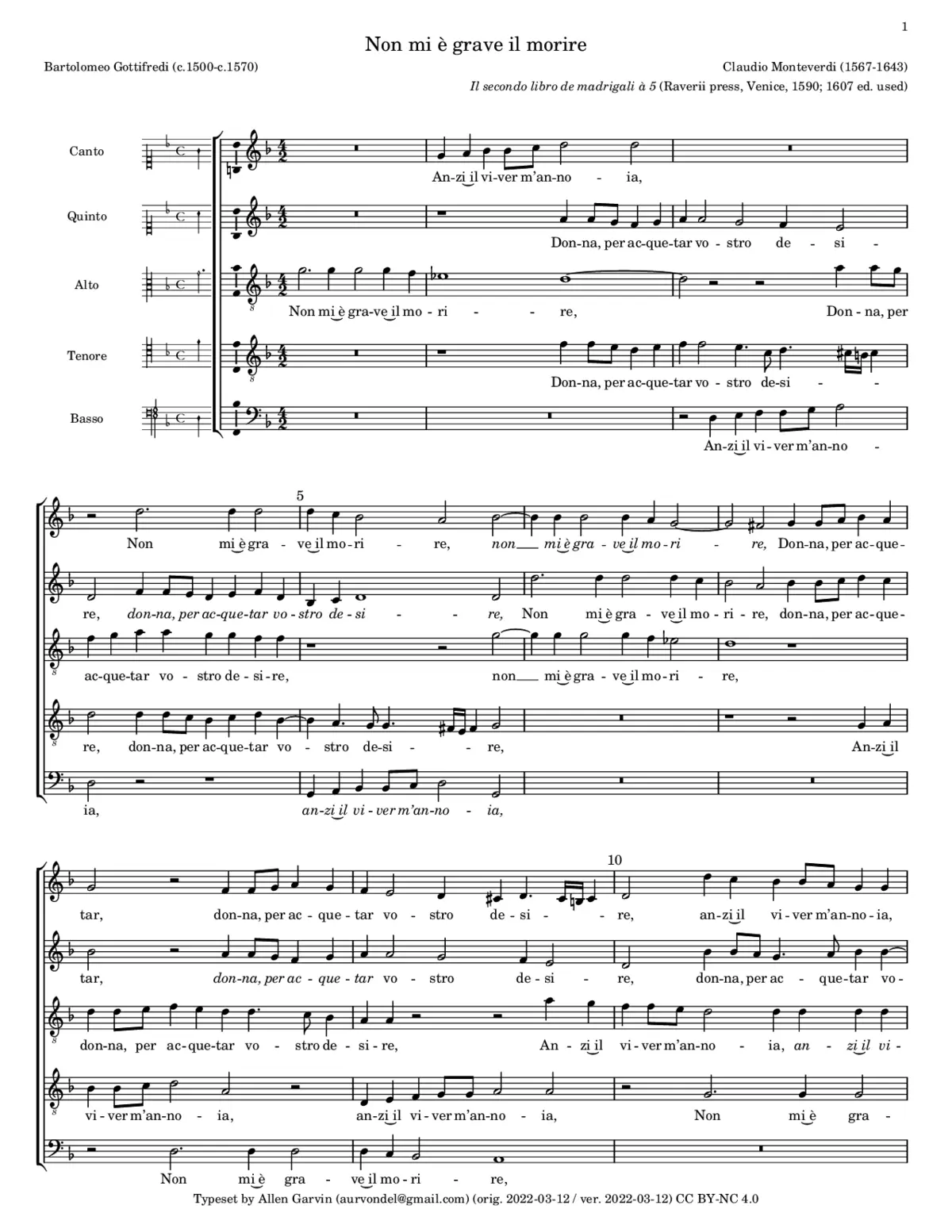 Non mi è grave il morire - Page 1