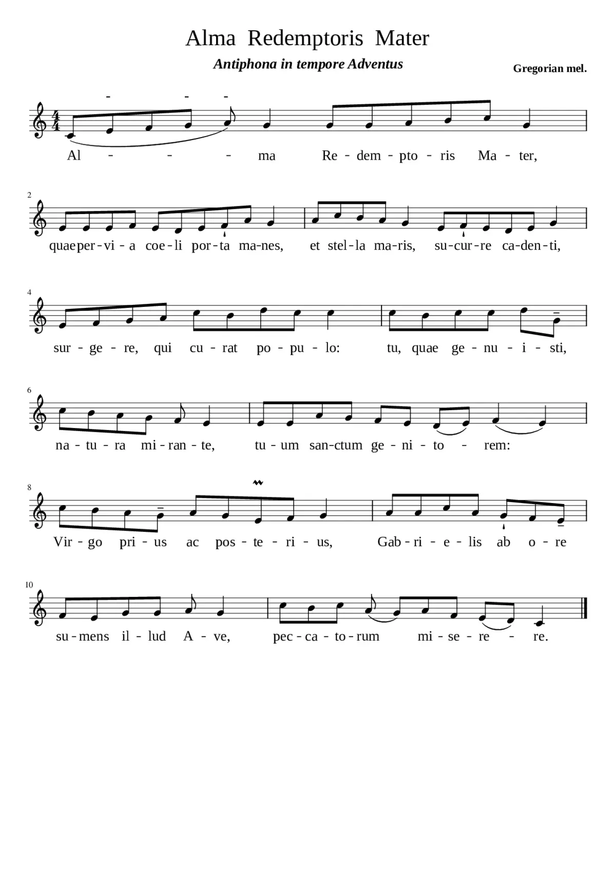 Alma Redemptoris Mater (Gregorian chant) - Page 1