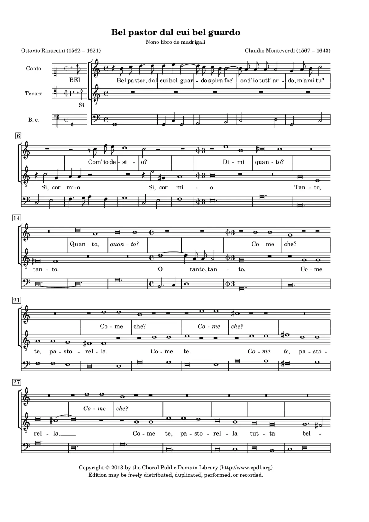 Bel pastor dal cui bel guardo - Page 1