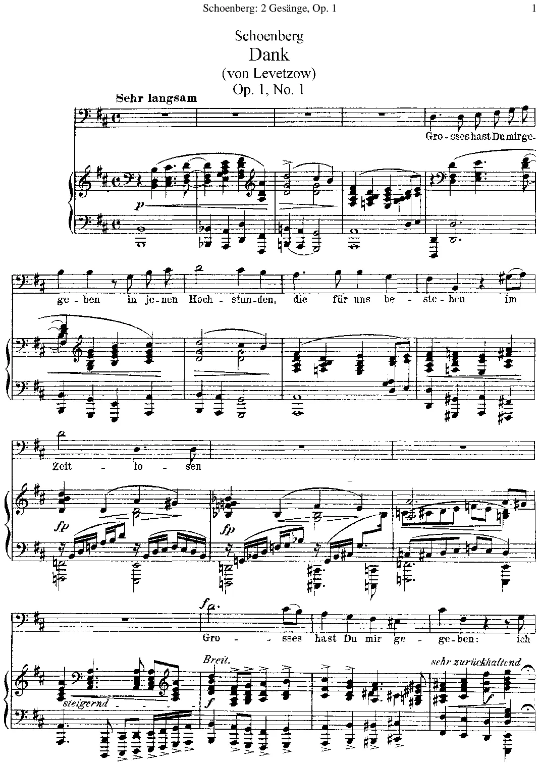 Zwei Gesänge für eine Baritonstimme und Klavier - Page 1
