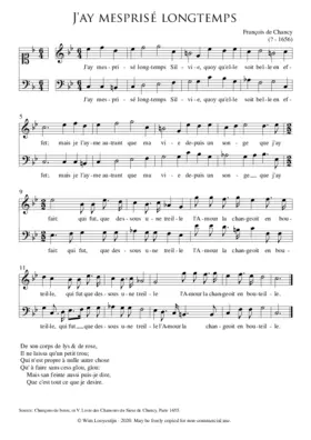 J'ay mesprisé longtemps