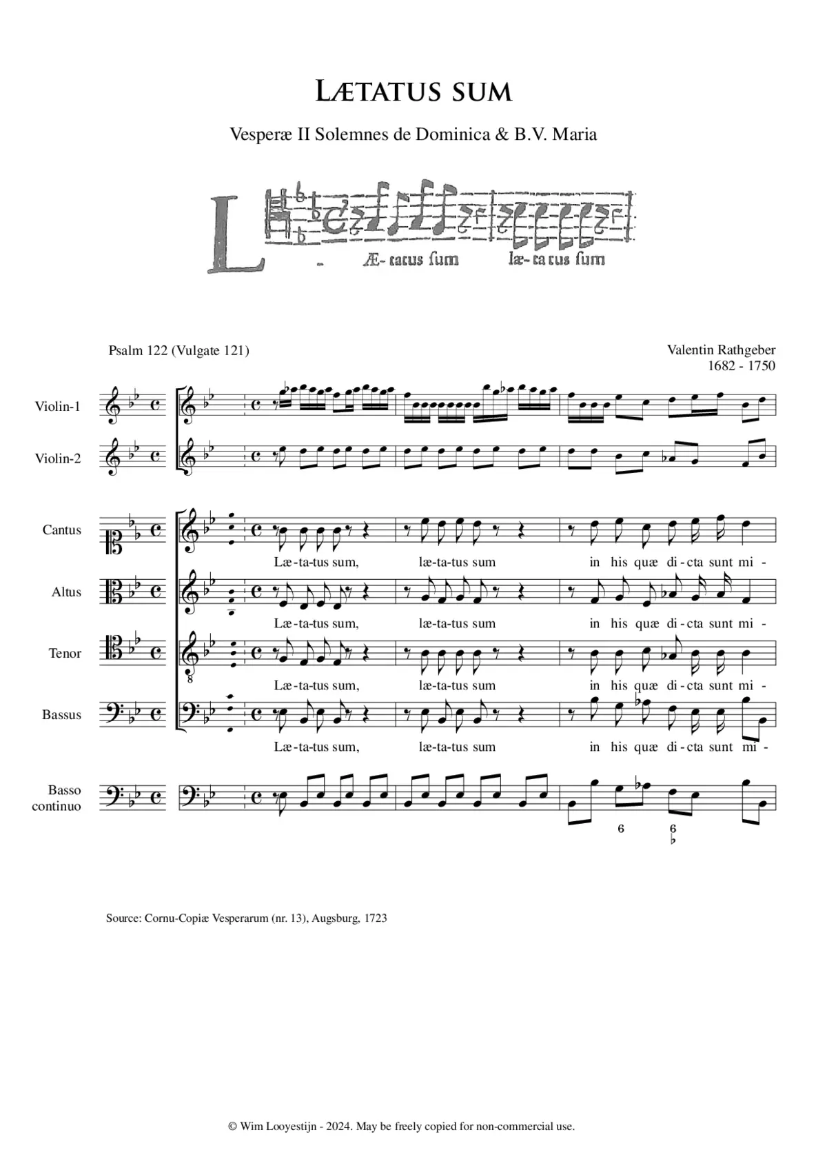 Laetatus sum, Op. II, No. 13 - Page 1