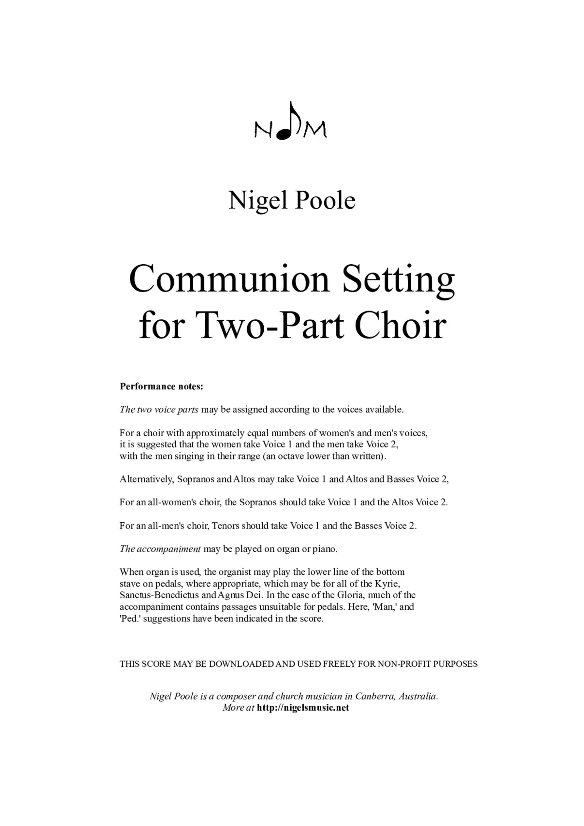 Communion Setting for Two-Part Choir - Page 1