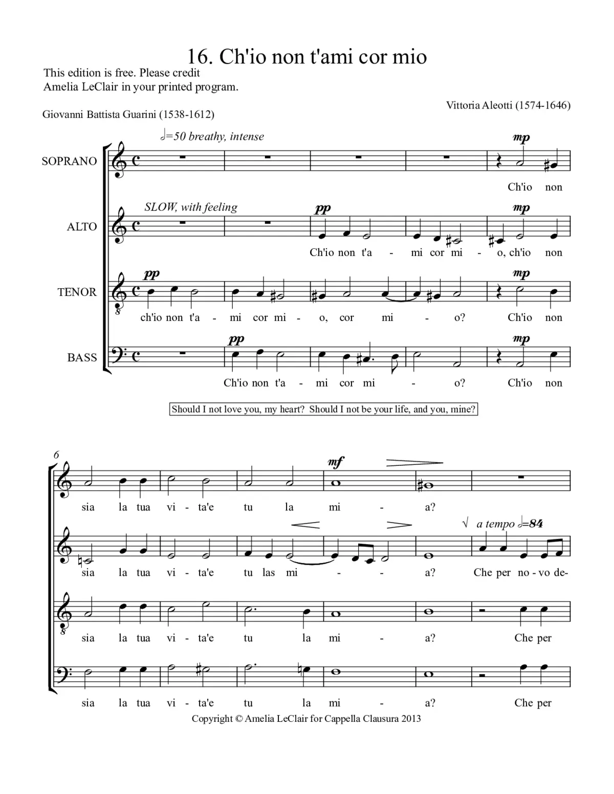 Ch'io non t'ami cor mio - Page 1