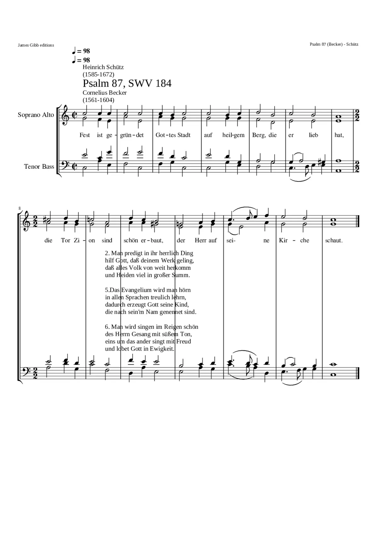 Fest ust gegründet Gottes Stadt SWV 184 - Page 1