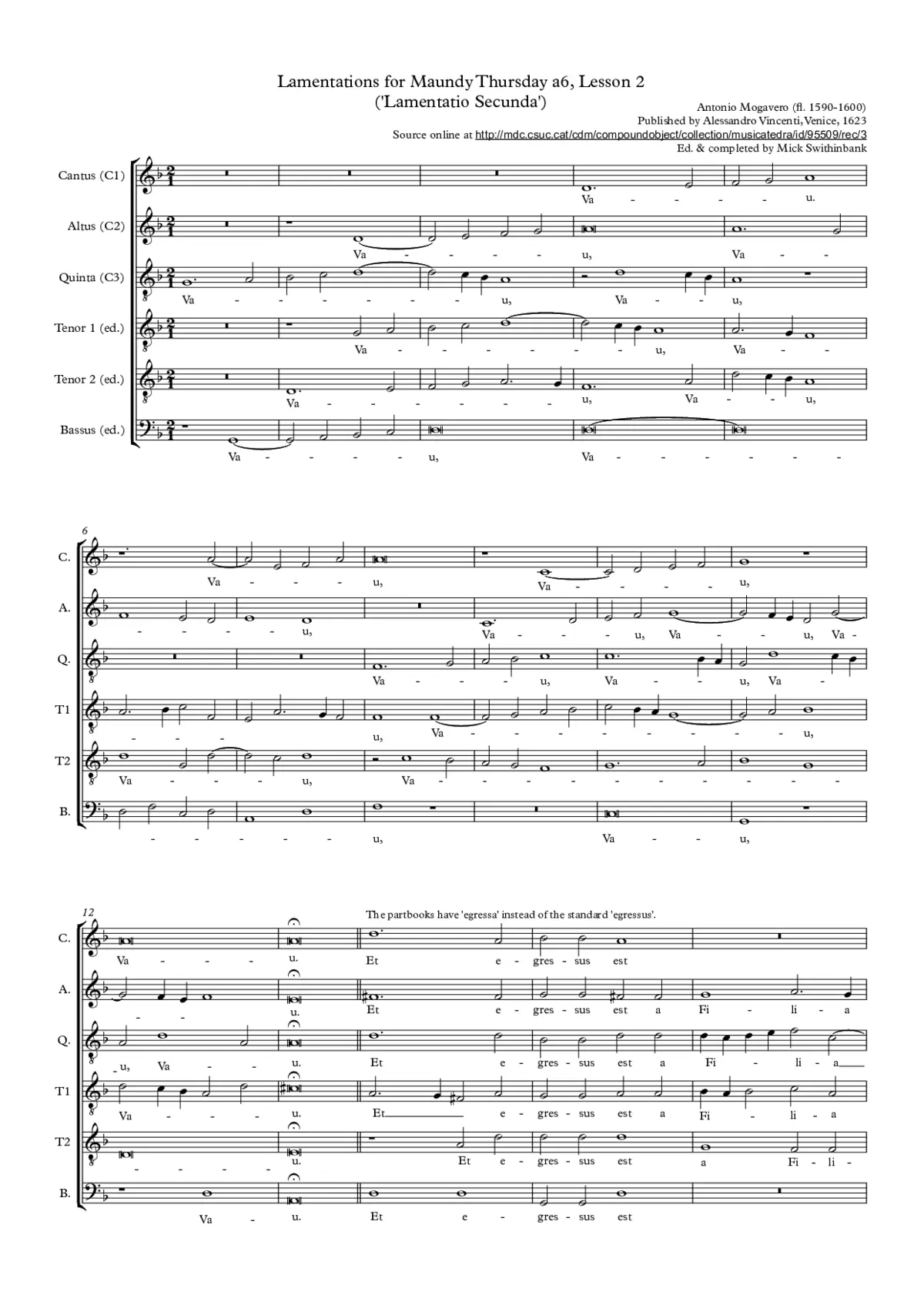 Lamentations for Maundy Thursday, Lesson Two - Page 1