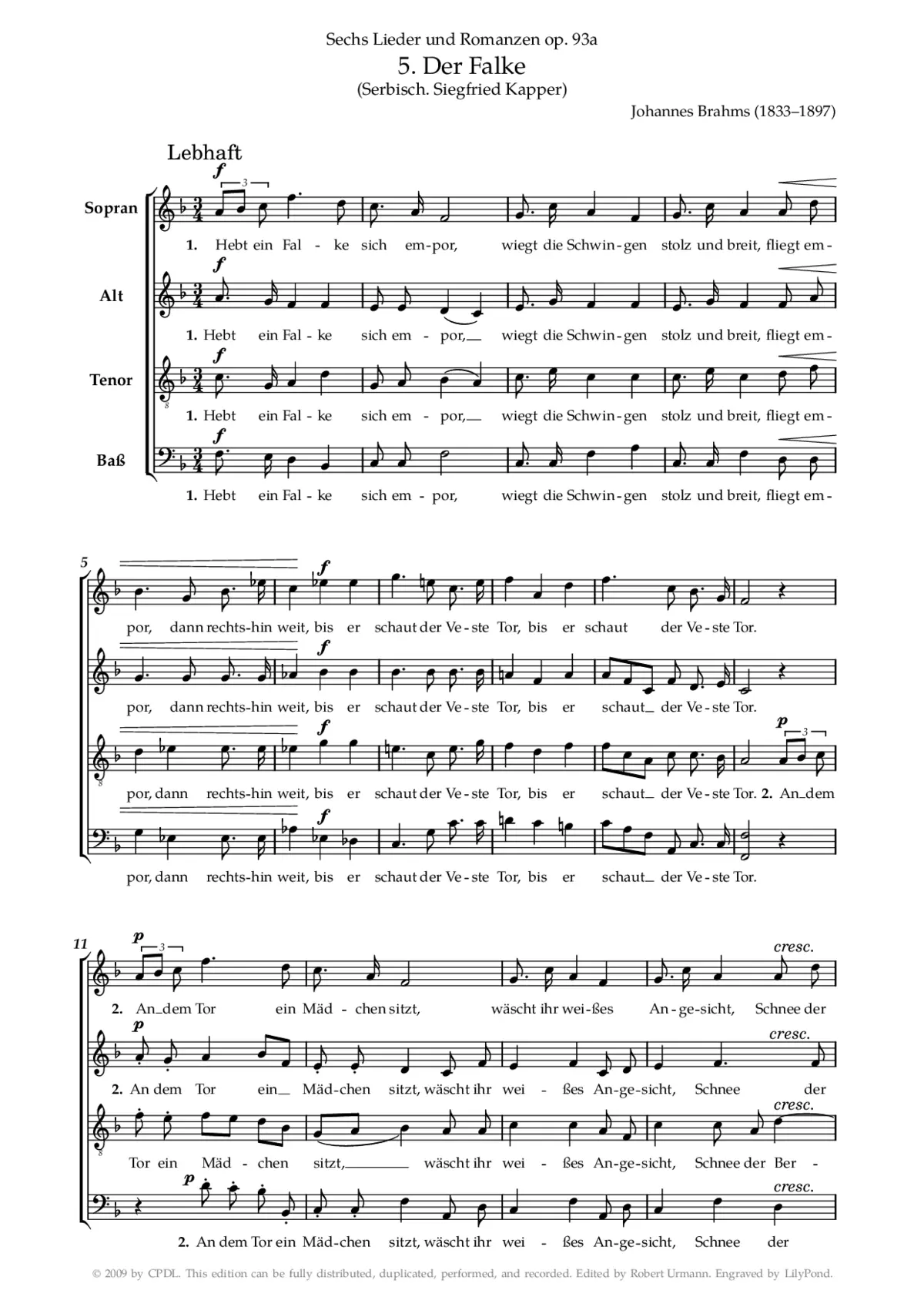 Der Falke, Op. 93a, No. 5 - Page 1