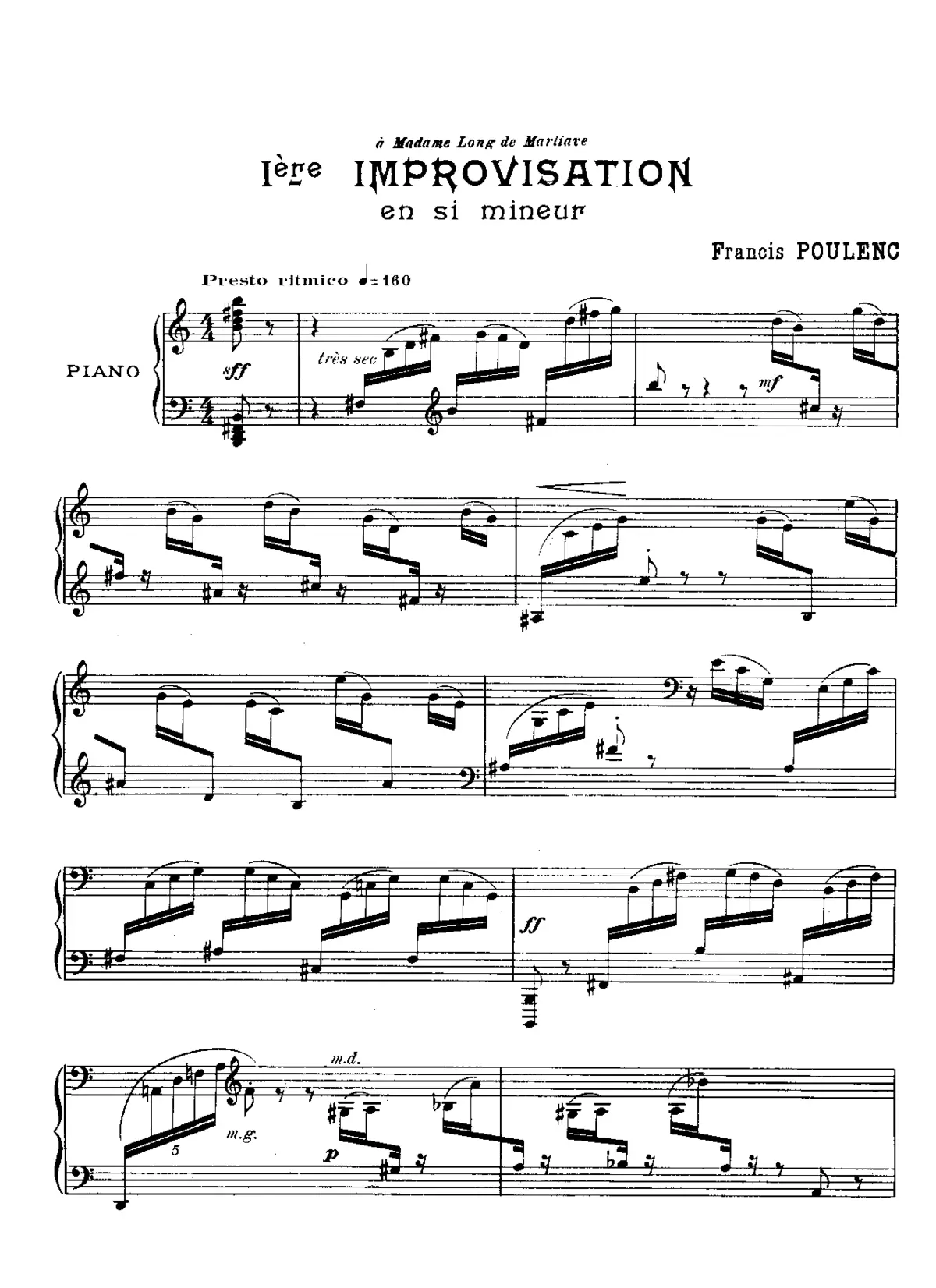 Improvisations, pour le piano - Page 1