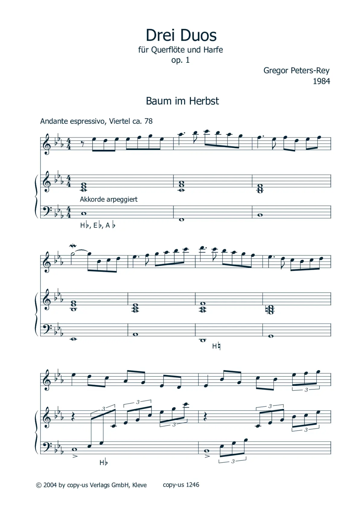 Three Duets for Concert Flute and Harp - Page 1