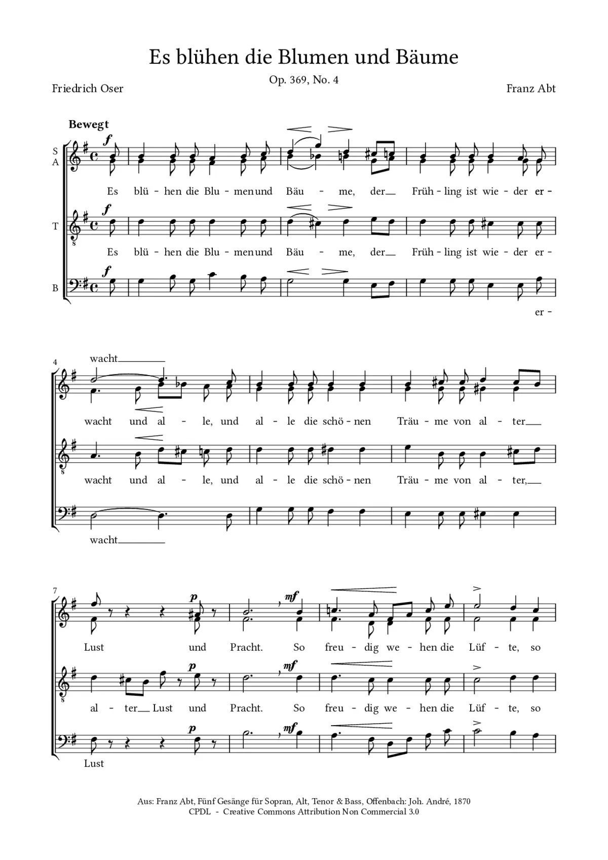 Es blühen die Blumen und Bäume, Op. 369, No. 4 - Page 1