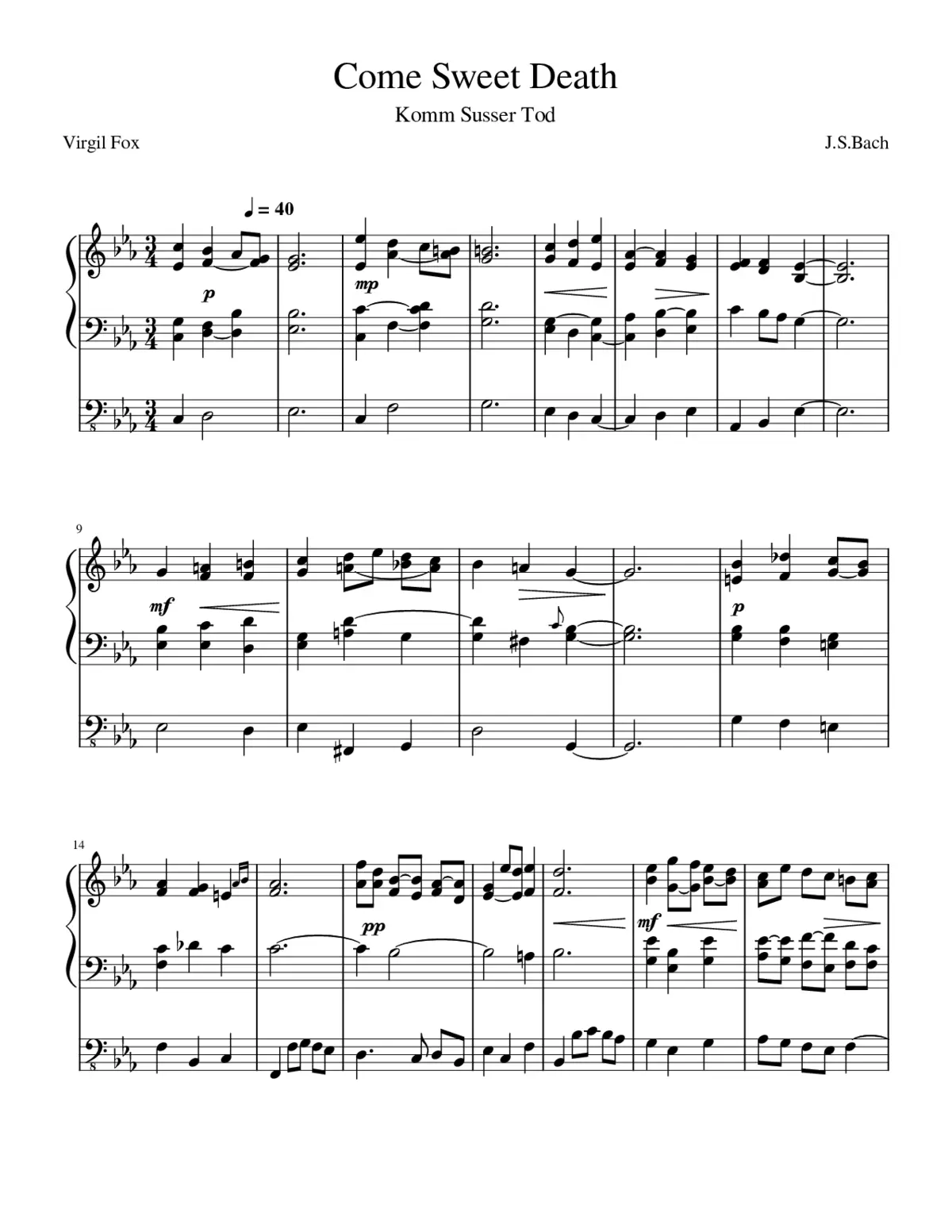 Komm süßer Tod BWV 478 - Page 1