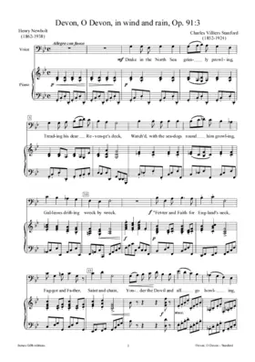 Devon, O Devon, in wind and rain, Op. 91:3