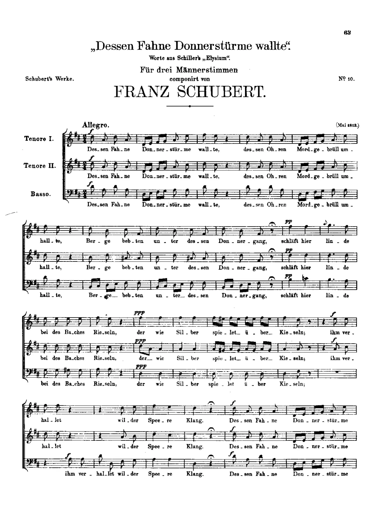 Dessen Fahne Donnerstürme wallte, D.58 - Page 1