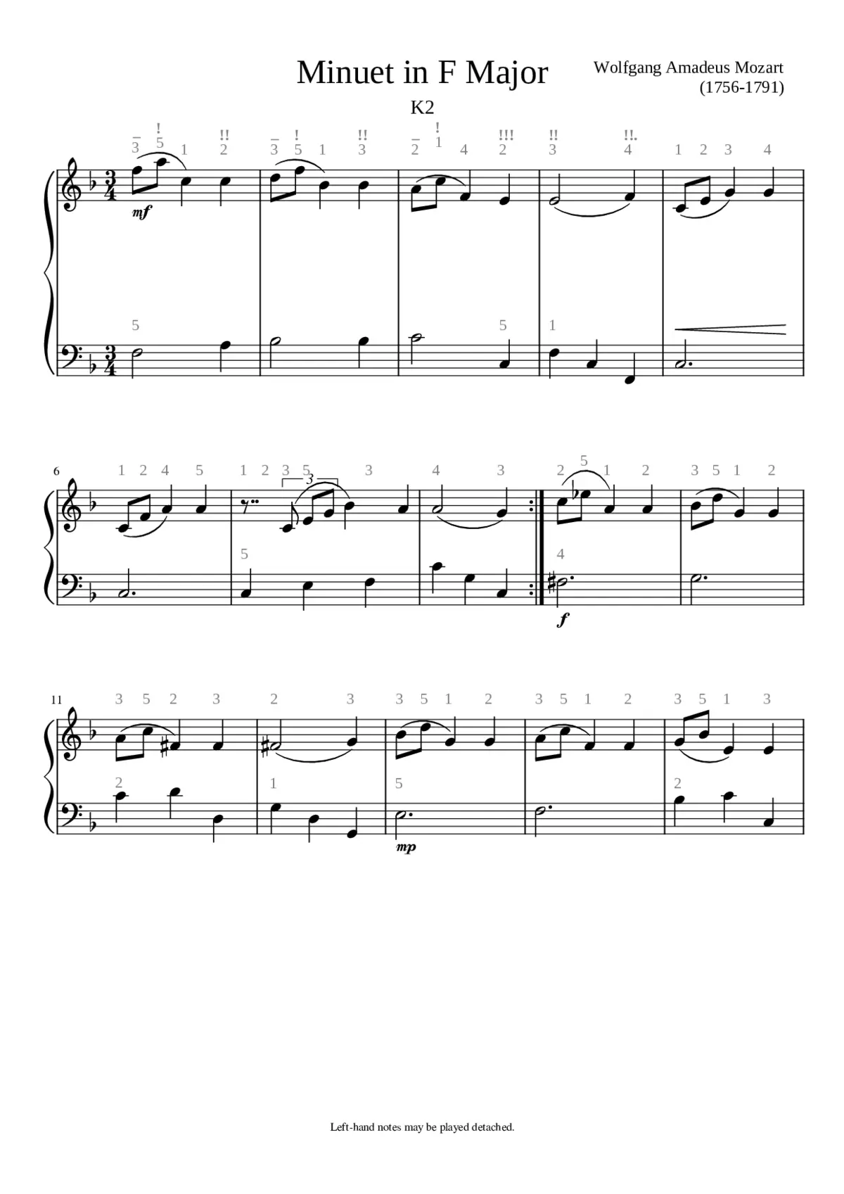 Minuet in F major K.2 - Page 1