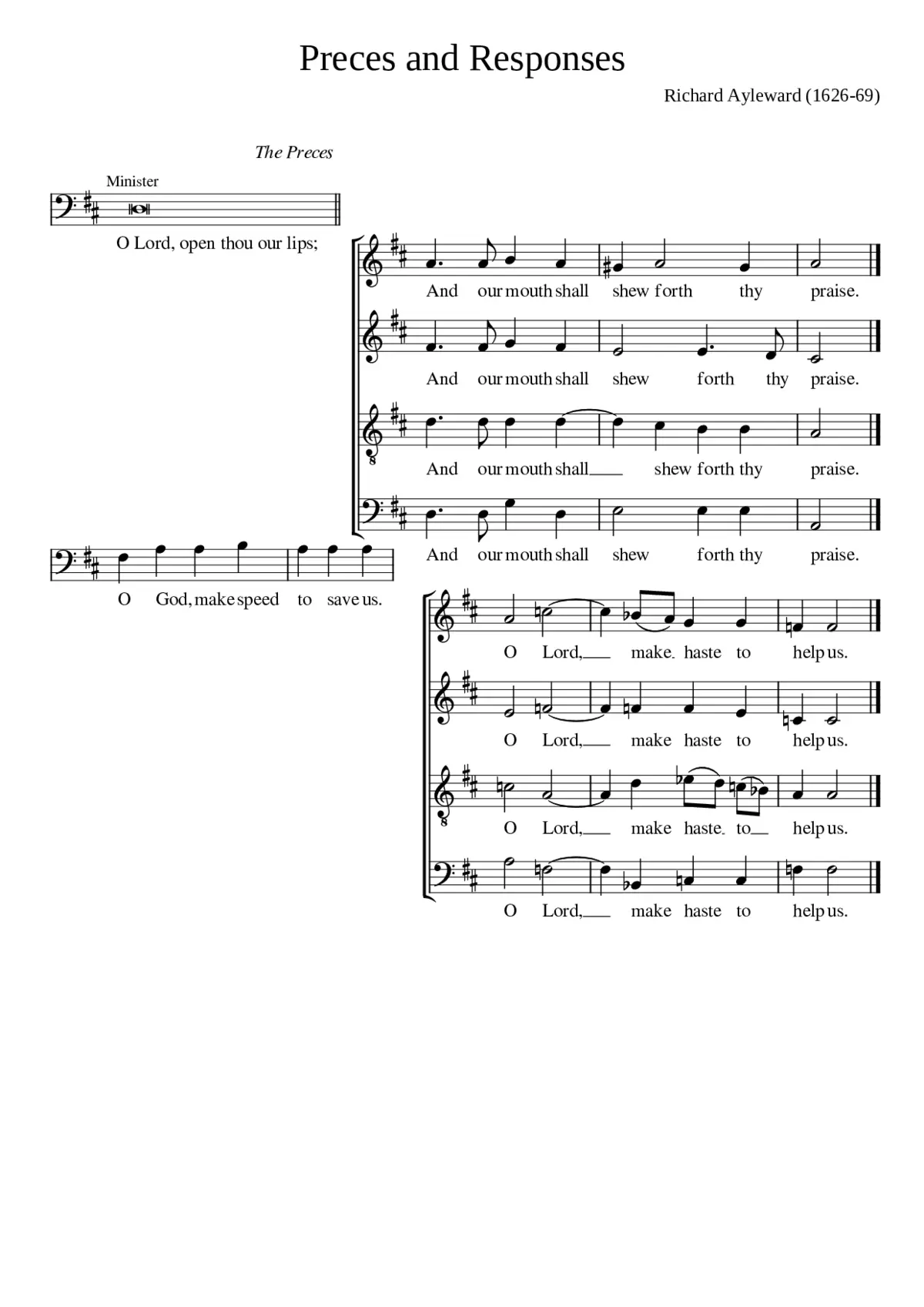 Preces and Responses - Richard Ayleward - Page 1