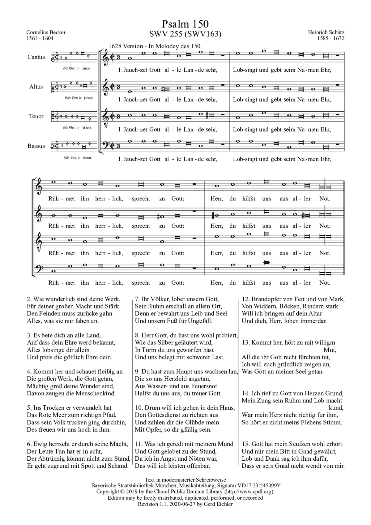 Jauchzet Gott, all Lande sehr, SWV 163 - Page 1