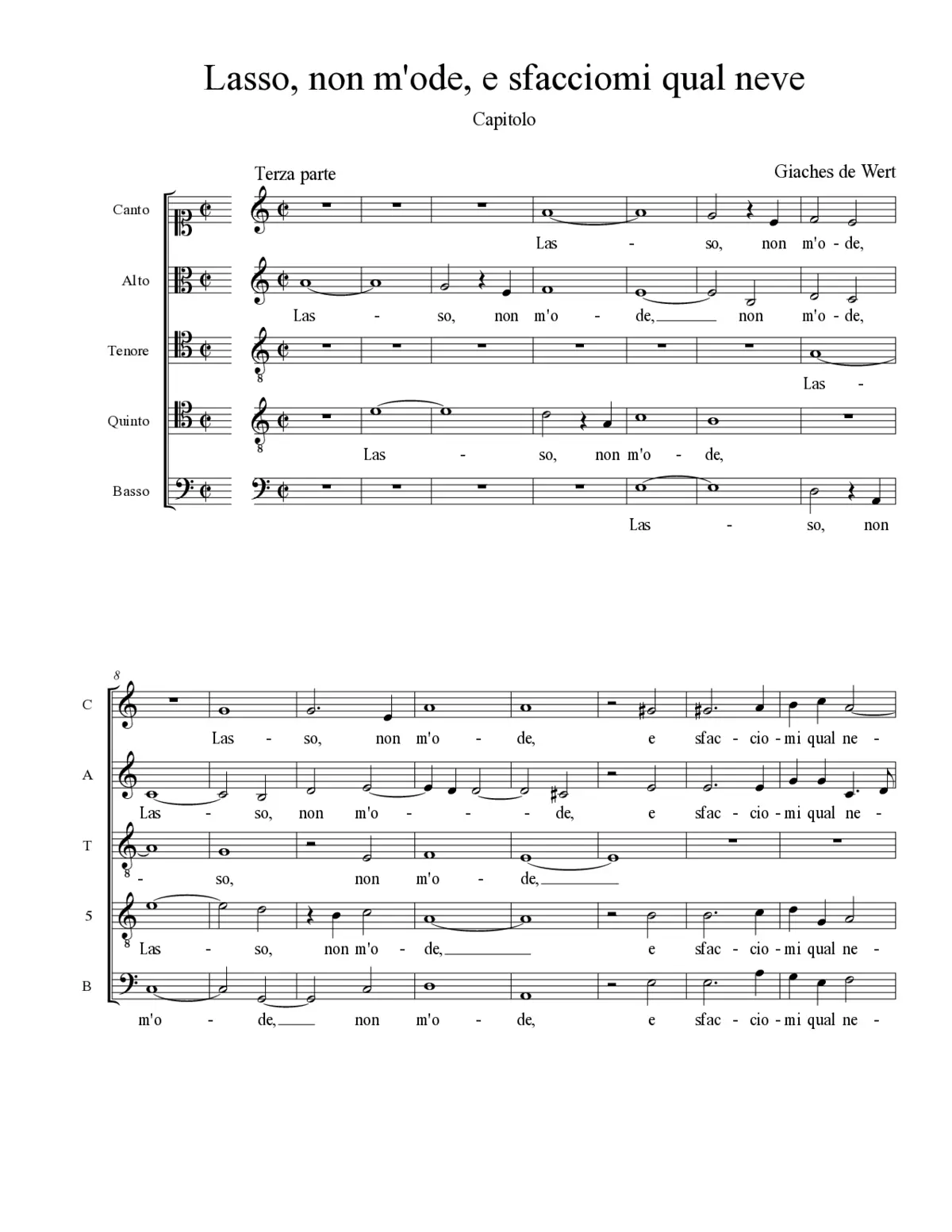 Lasso, non m'ode, e sfacciomi qual neve - Page 1
