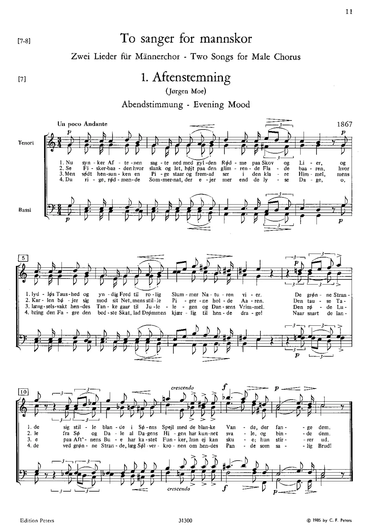 2 Songs after Jørgen Moe - Page 1