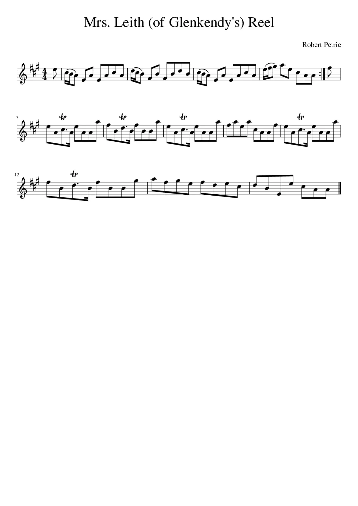 Mrs. Leith (of Glenkendy's) Reel - Page 1