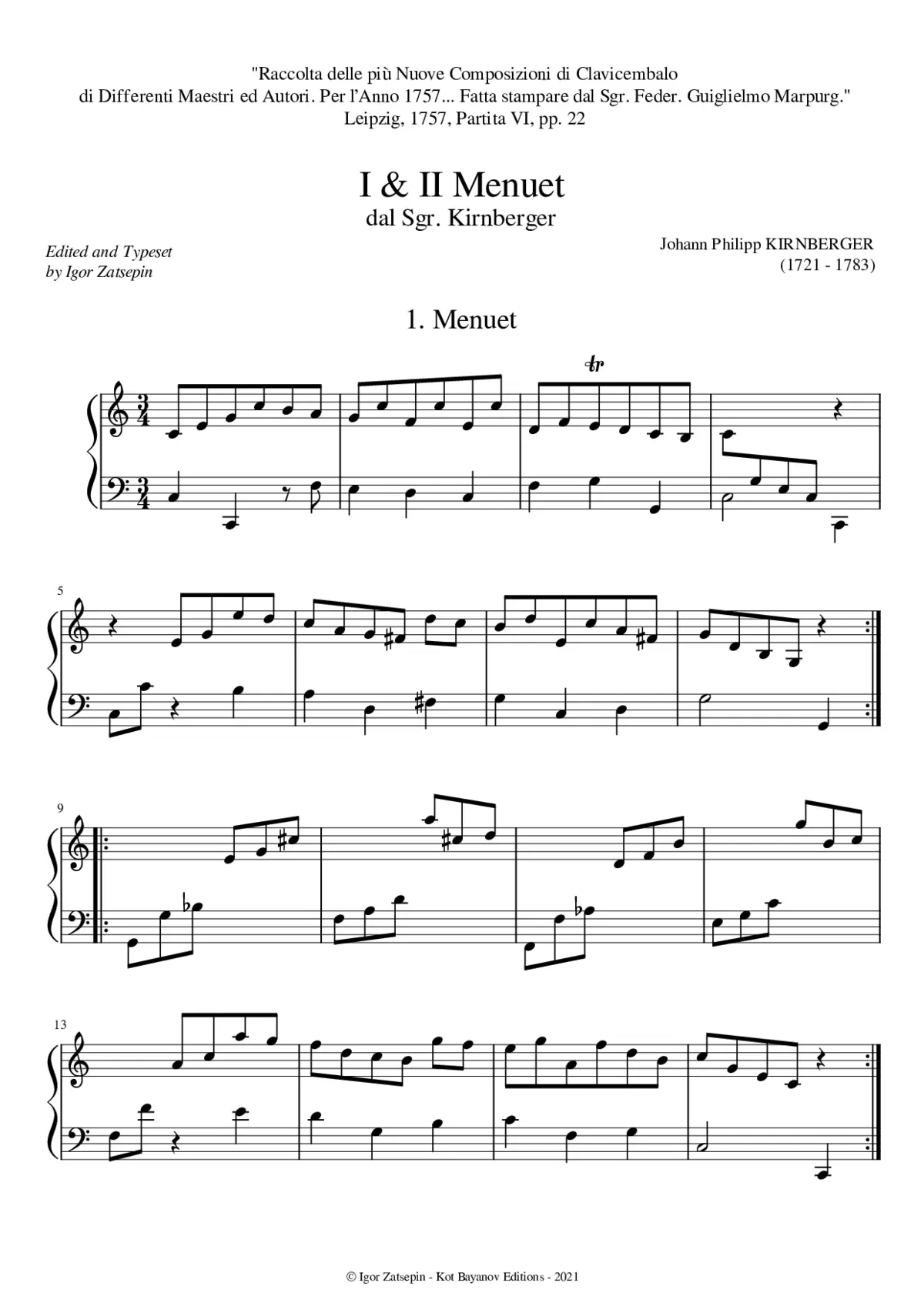 Menuets I & II in C major / C minor - Page 1
