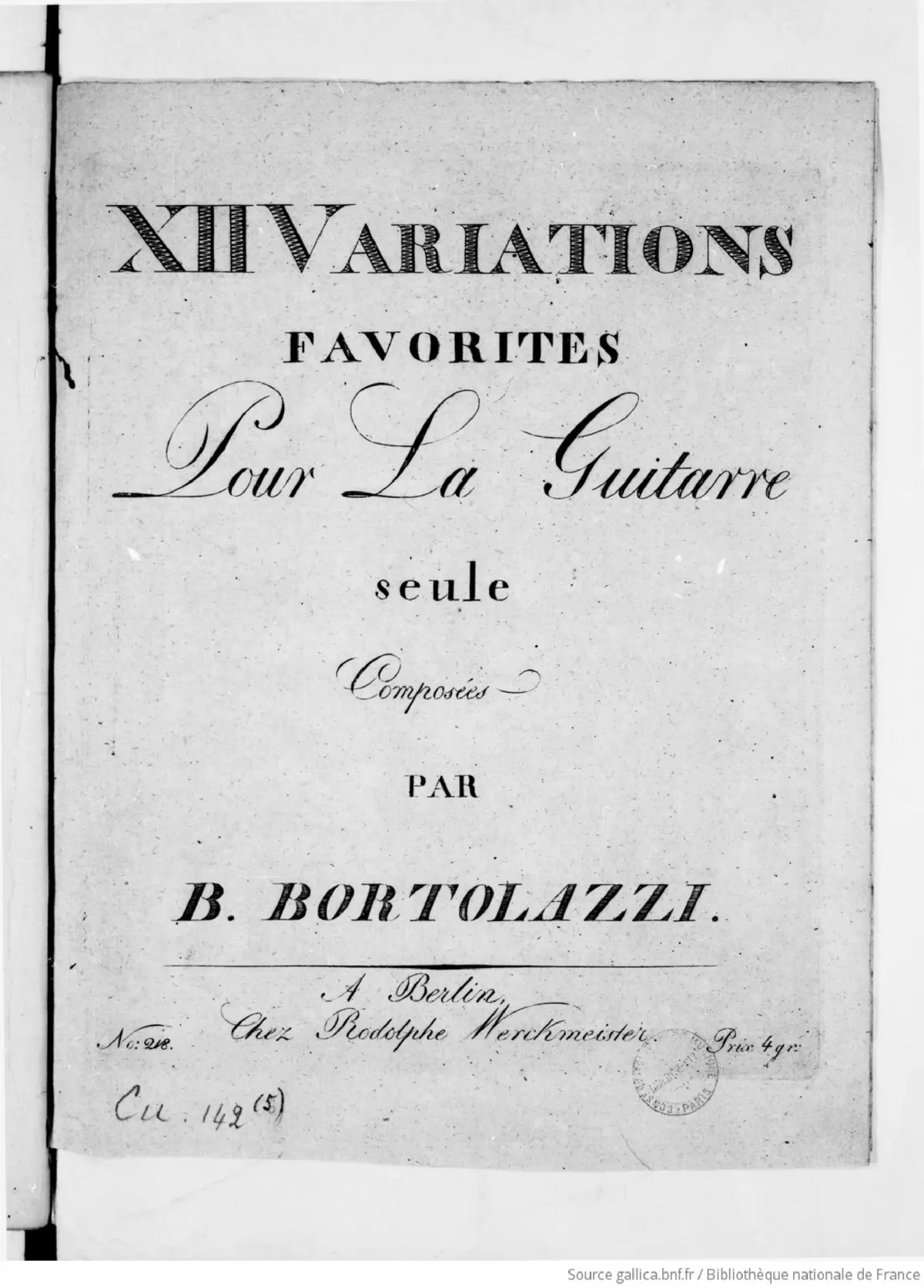 12 Variations favorites pour la Guitarre seule - Page 1