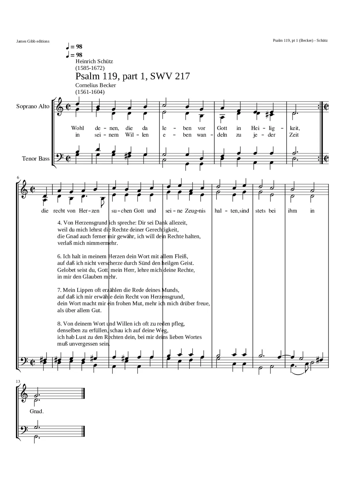 Wohl denen die da wandeln SWV 217 - Page 1