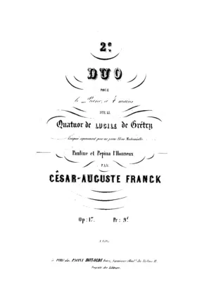 Piano Duo No.2 sur le quatuor de "Lucile" de André-Ernest-Modeste Grétry