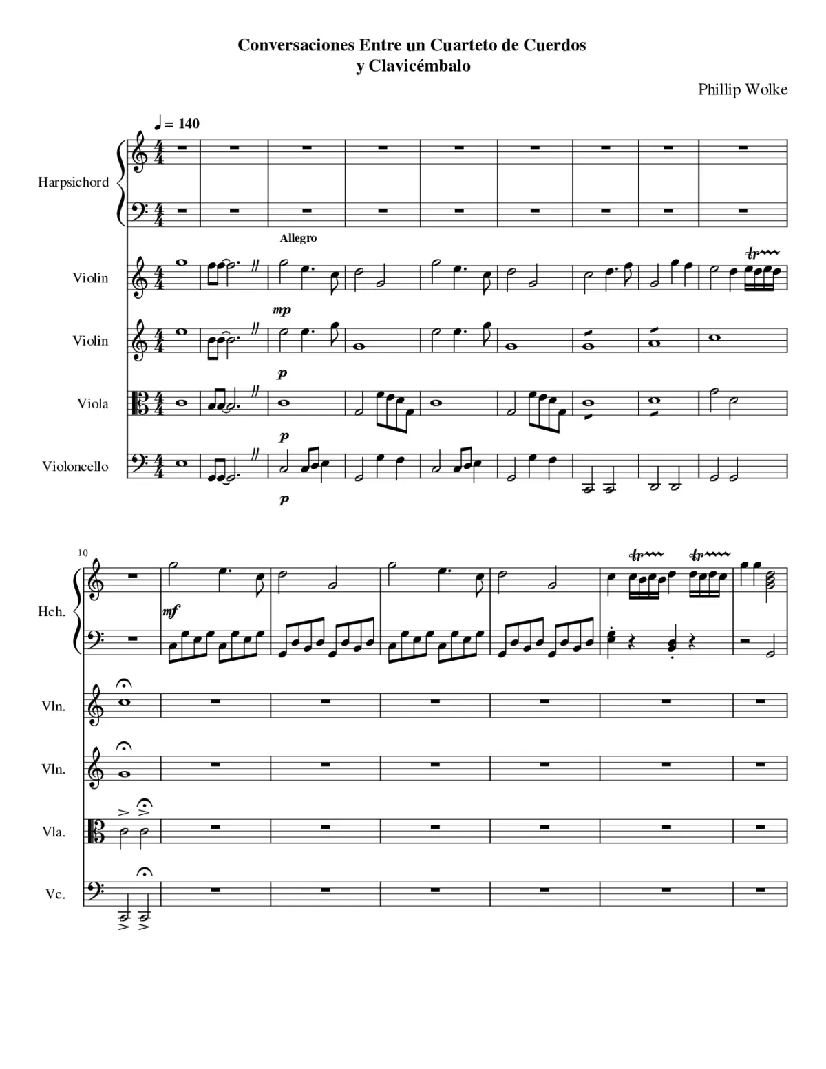 Conversaciones Entre un Cuarteto de Cuerdos y Clavicémbalo - Page 1