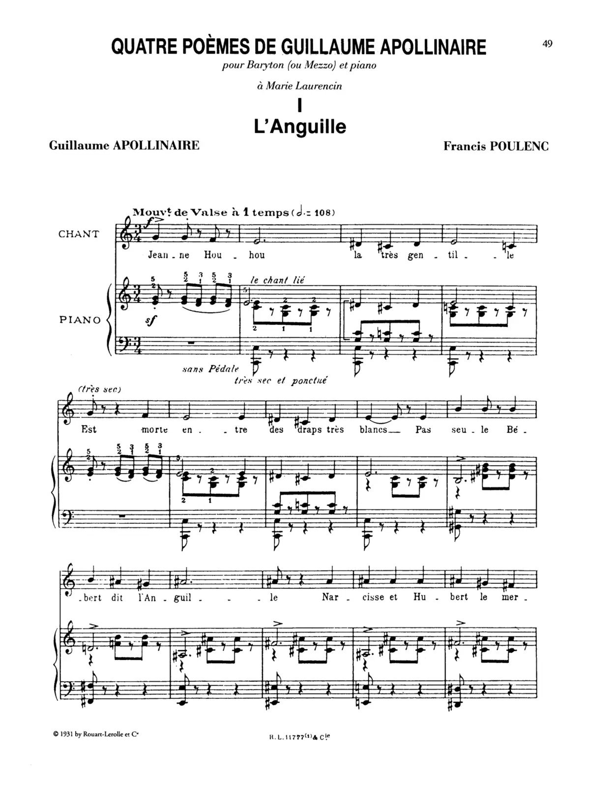 Quatre Poèmes de Guillaume Apollinaire - Page 1