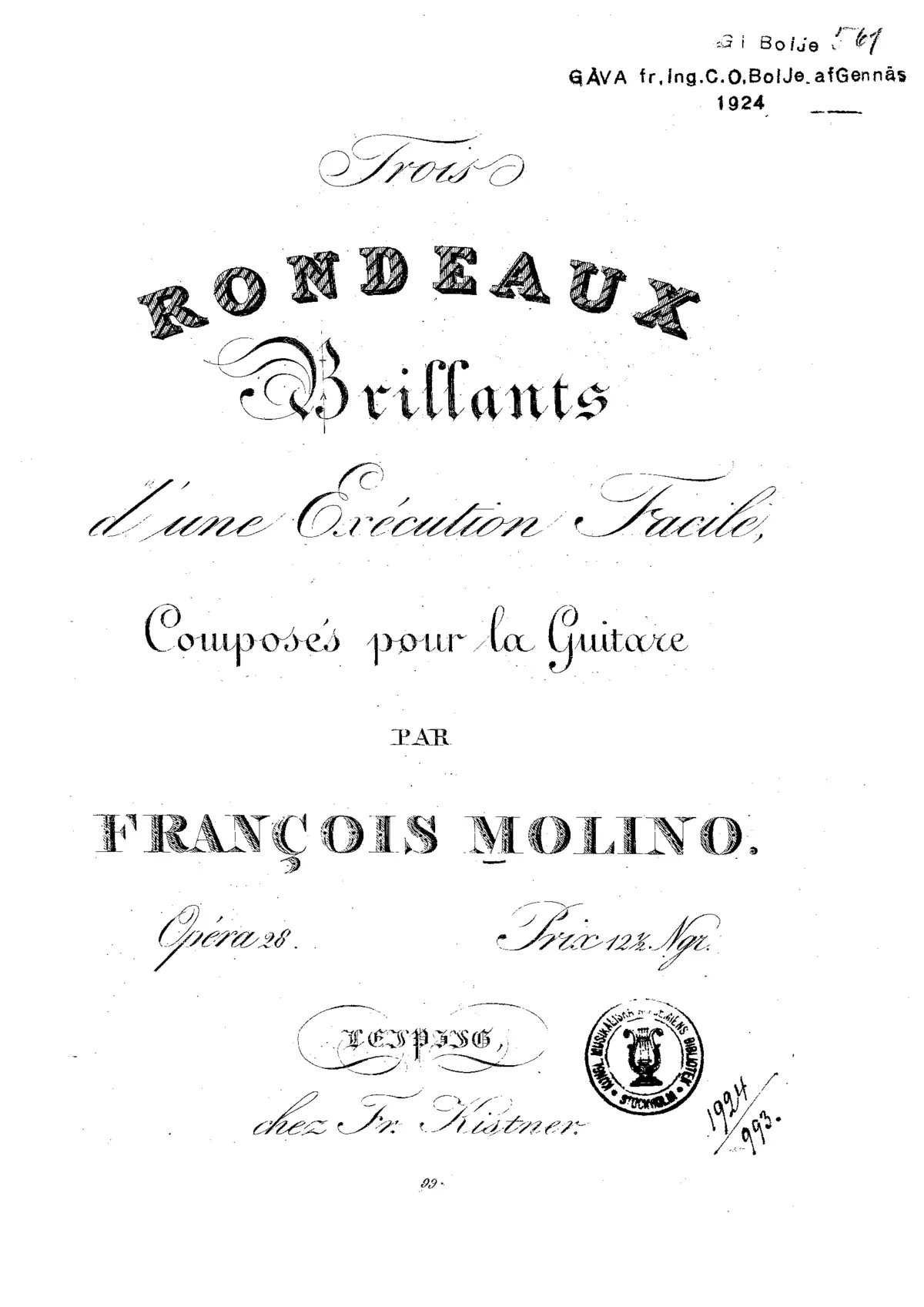 Trois Rondeaux brillants d'une exécution facile - Page 1