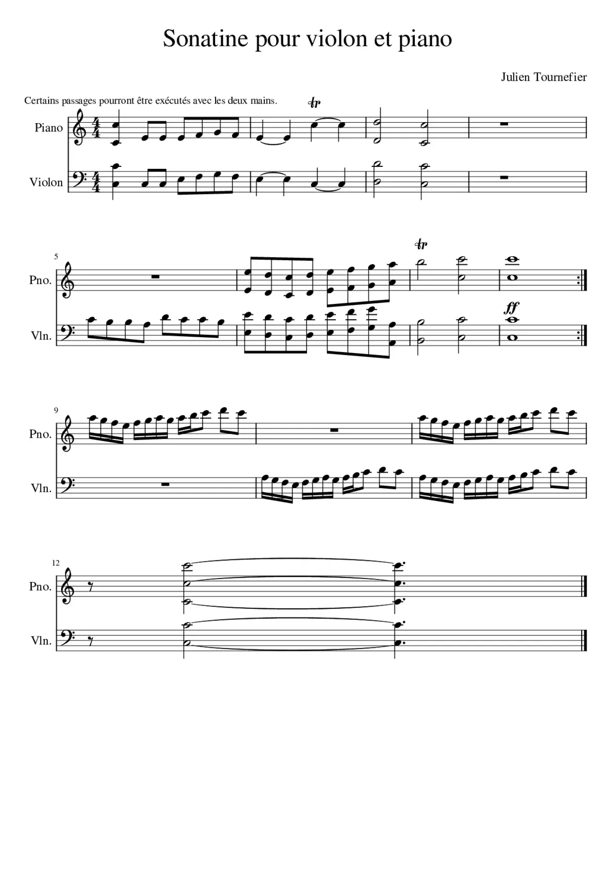 Sonatine pour violon et piano en do majeur. - Page 1