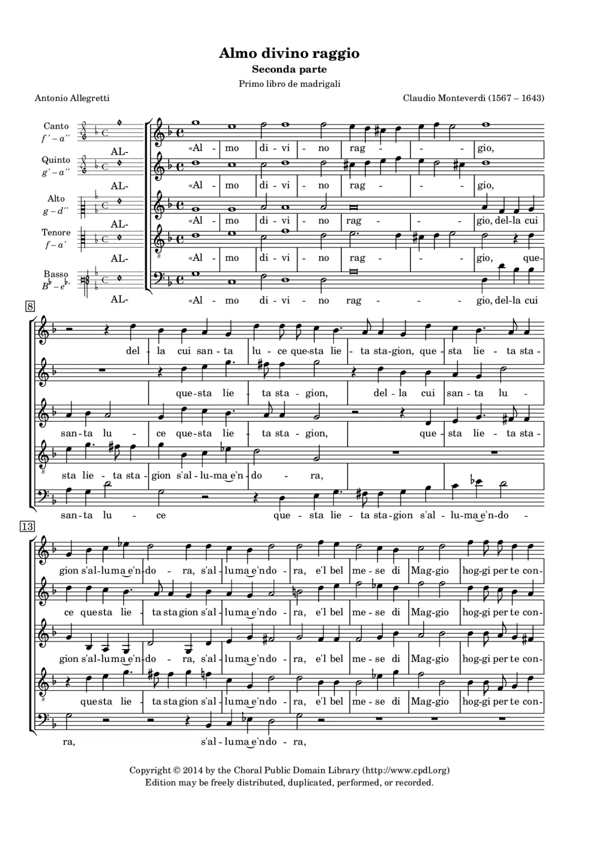 Almo divino raggio - Page 1