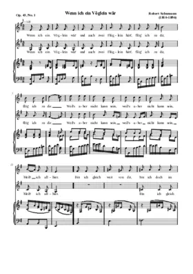 Wenn ich ein Vöglein wär, Op. 43, No. 1