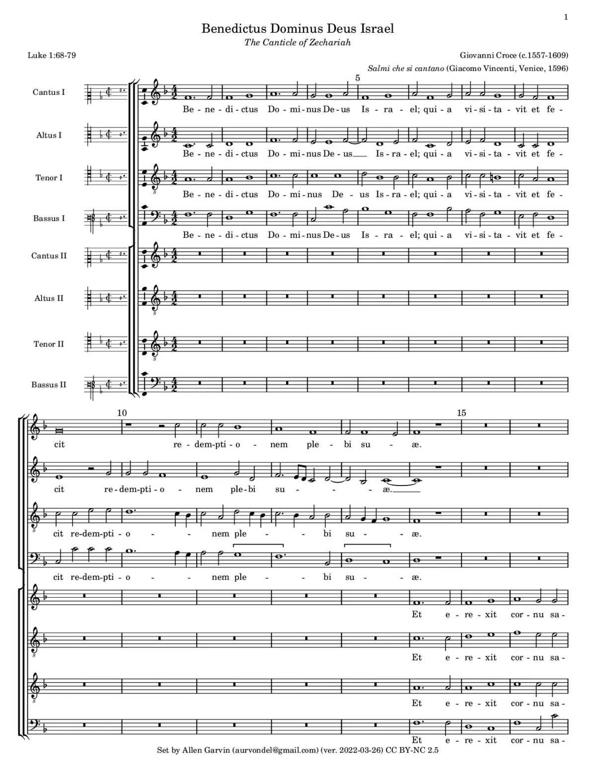 Benedictus Dominus Deus Israel - Page 1