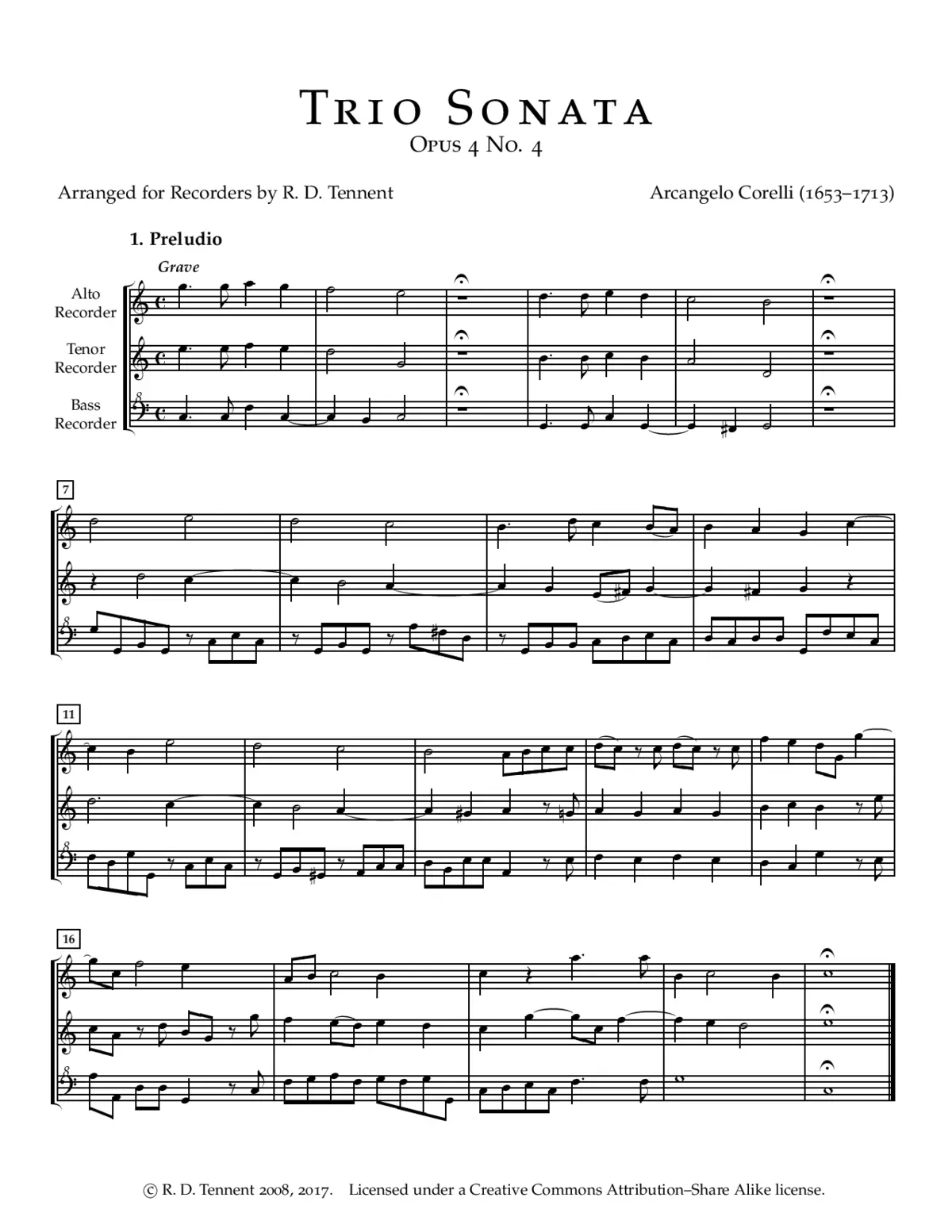 Trio Sonata in D major - Page 1