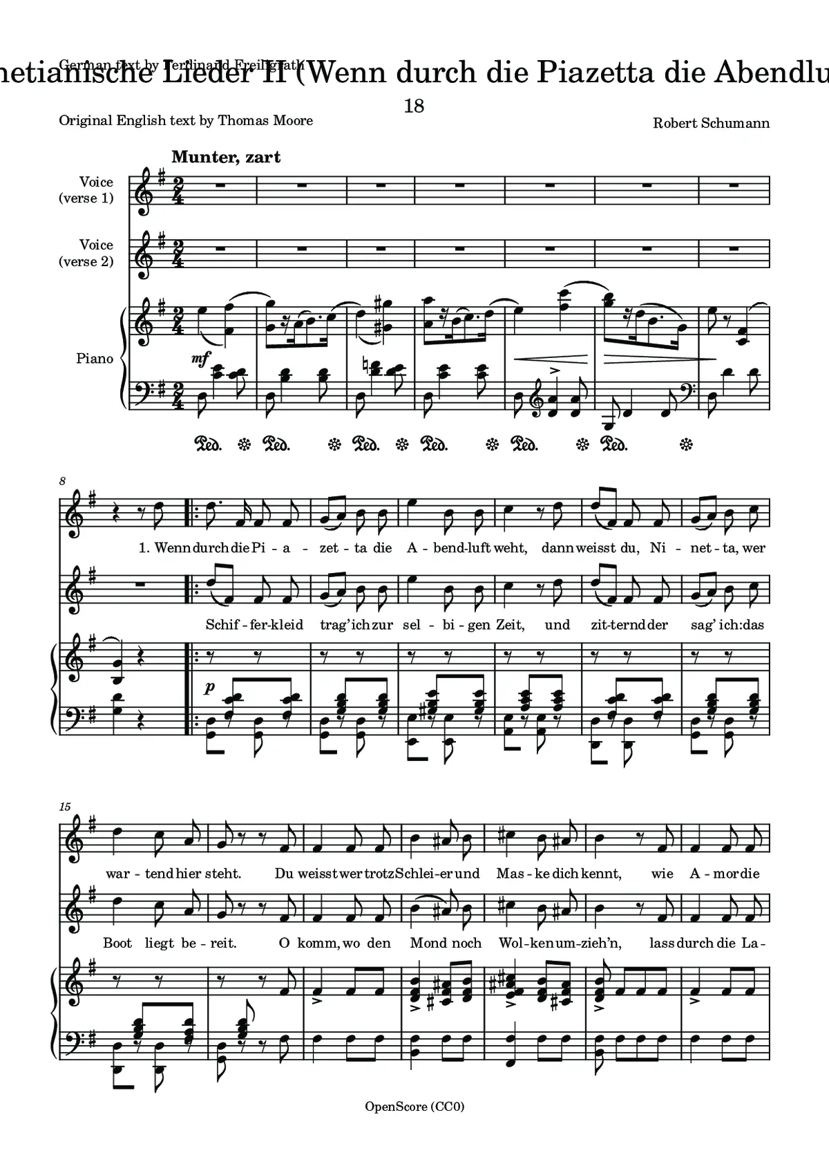 Zwei venetianische Lieder II (Wenn durch die Piazza) - Page 1