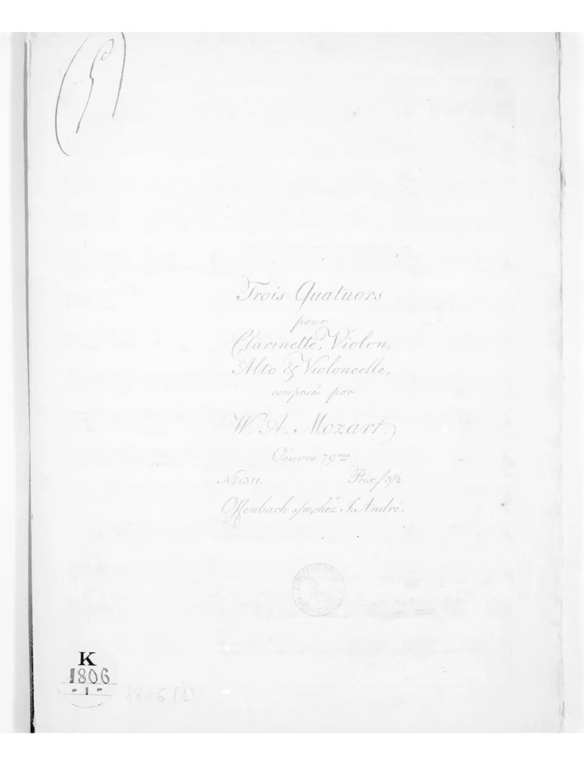 Trois quatuors pour clarinette, violon, alto et violoncelle - Page 1