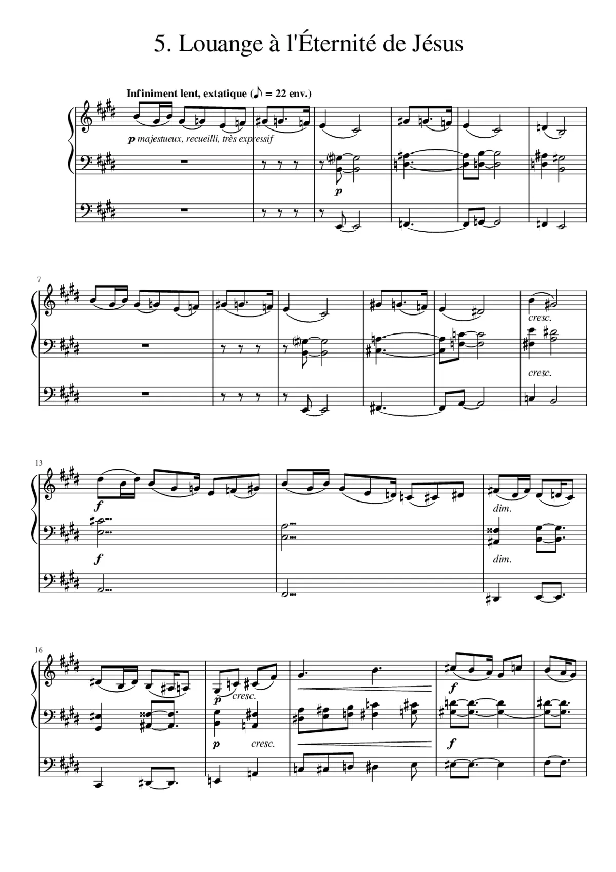 Quatuor pour la fin du temps: V. Louange à l'Éternité de Jésus - Page 1