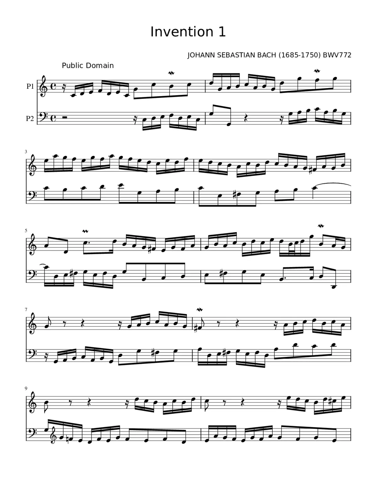 Invention in C major BWV 772 - Page 1